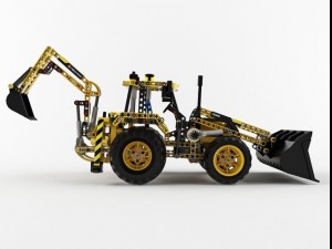 lego technic backhoe loader Modelo 3D