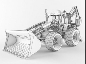 lego technic backhoe loader Modelo 3D