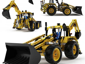 backhoe loader teknik lego Model 3D