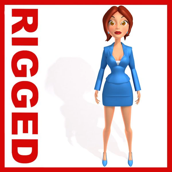 бізнес жінка мультфільм сфальсифіковані 3D Модель .c4d .max .obj .3ds .fbx .stl .blend 