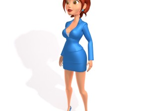 business woman cartoon rigged 3Dモデル