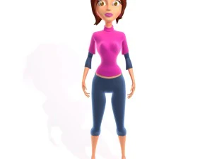woman cartoon rigged 3D Model