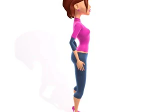 woman cartoon rigged 3D Model