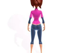 woman cartoon rigged 3D Model