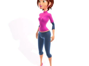 woman cartoon rigged 3D Model