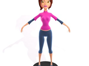 woman cartoon rigged Modelo 3D