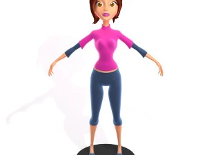 woman cartoon rigged 3D Model