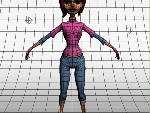woman cartoon rigged 3D Model