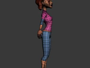 woman cartoon rigged 3D Model