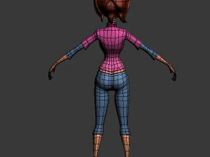 woman cartoon rigged 3D Model