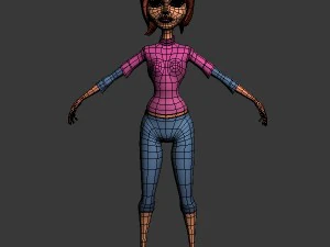 woman cartoon rigged 3D Model