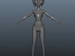 woman cartoon rigged 3D Model