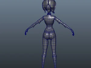 woman cartoon rigged 3D Model