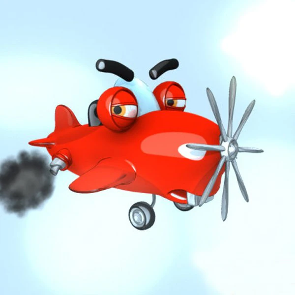 airplane cartoon rigged 3D Model .c4d .max .obj .3ds .fbx .stl .blend