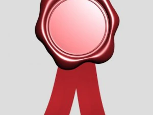 wax seal with red ribbon 3D Model