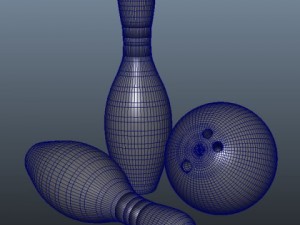 bowling pins and ball Modello 3D