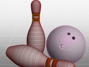 bowling pins and ball Modello 3D