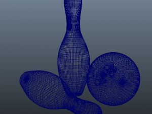 bowling pins and ball Modello 3D