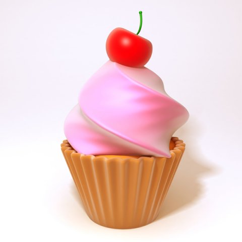 cherry cupcake Model 3D .c4d .max .obj .3ds .fbx .stl .blend 