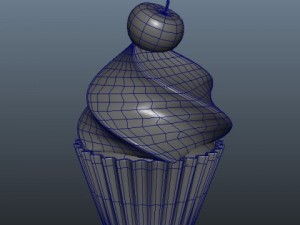 cherry cupcake Model 3D