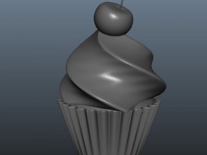 cherry cupcake Model 3D