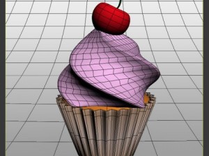 cherry cupcake Model 3D
