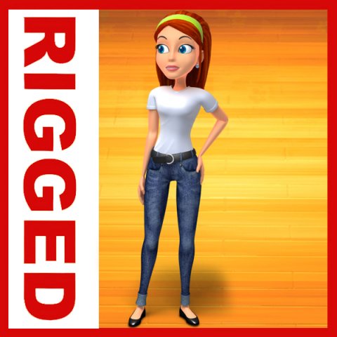 girl cartoon 01 3D Model .c4d .max .obj .3ds .fbx .stl .blend 