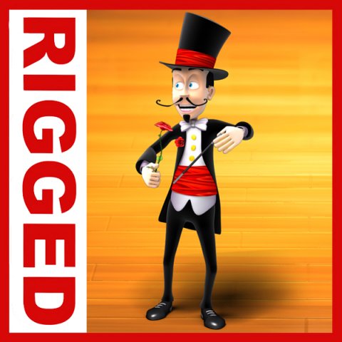 magician cartoon rigged 3D Модель .c4d .max .obj .3ds .fbx .stl .blend 