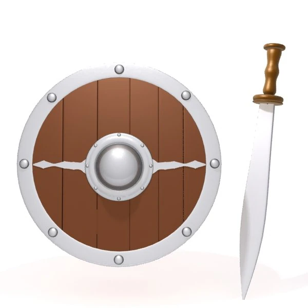 medieval shield and sword 3D Model .c4d .max .obj .3ds .fbx .stl .blend 
