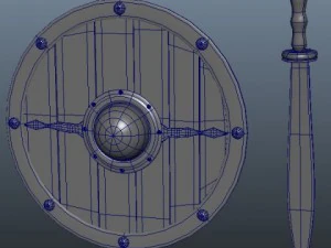 medieval shield and sword 3D Model