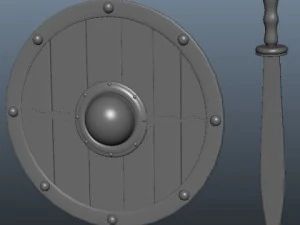 medieval shield and sword 3D Model