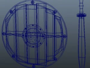 medieval shield and sword 3D Model