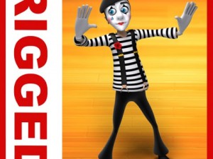 mime cartoon rigged 3D Модель