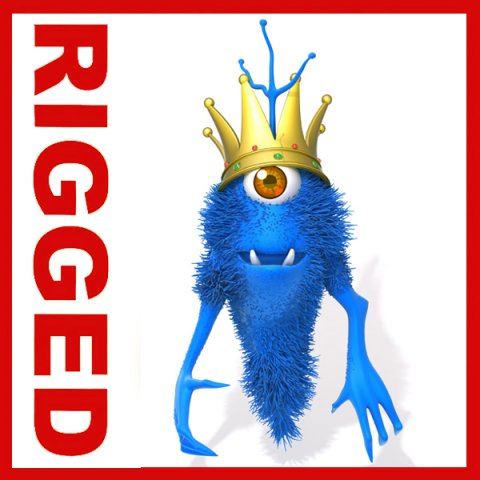 monster king rigged cartoon Modelo 3D .c4d .max .obj .3ds .fbx .stl .blend 