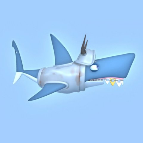 shark cartoon Model 3D .c4d .max .obj .3ds .fbx .stl .blend 