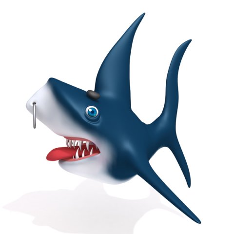 shark cartoon 02 3Dモデル .c4d .max .obj .3ds .fbx .stl .blend 
