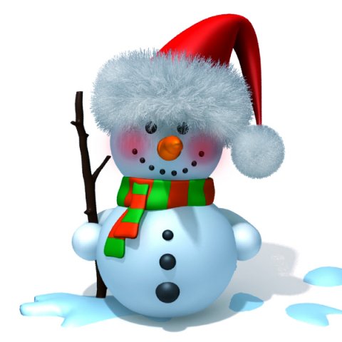 snowman cartoon 3D Model .c4d .max .obj .3ds .fbx .stl .blend 