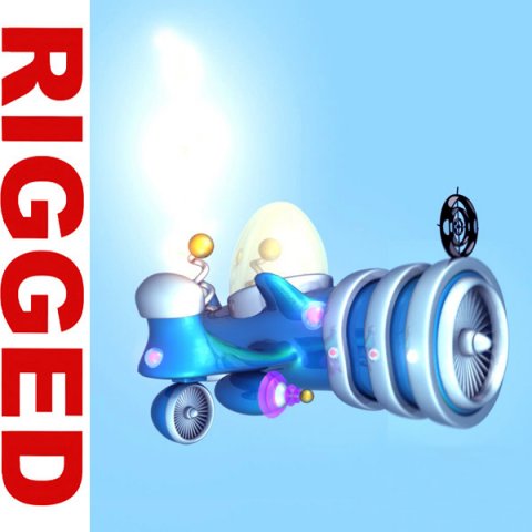 spaceship cartoon 3D Model .c4d .max .obj .3ds .fbx .stl .blend 