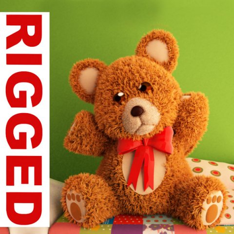 teddy bear cartoon rigged 3Dモデル .c4d .max .obj .3ds .fbx .stl .blend 