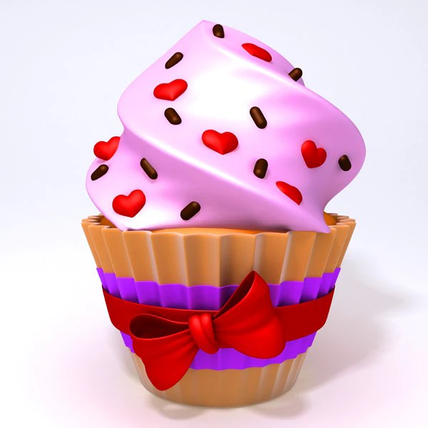 valentine day cupcake 3D Model .c4d .max .obj .3ds .fbx .stl .blend 