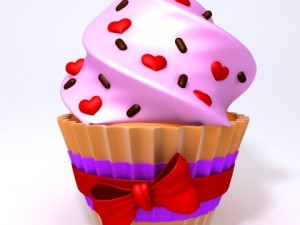 valentine day cupcake 3D-Modell