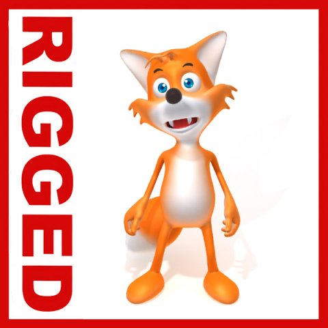 fox cartoon rigged Modello 3D .c4d .max .obj .3ds .fbx .stl .blend 