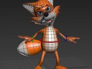 fox cartoon rigged Modello 3D