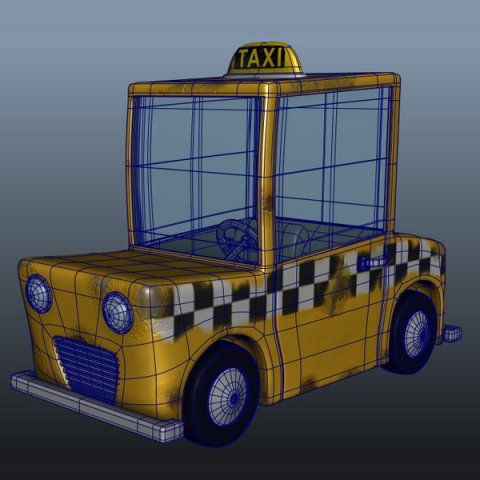 taxi cab cartoon 3D 模型 .c4d .max .obj .3ds .fbx .stl .blend 