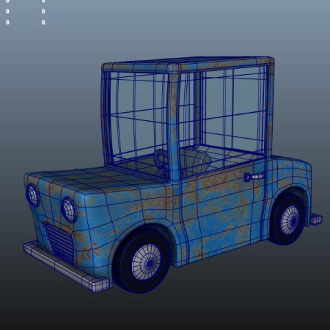 blue car cartoon 3D Model .c4d .max .obj .3ds .fbx .stl .blend 