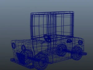 blue car cartoon 3D Model
