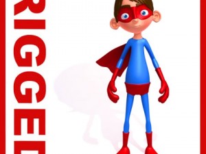 superhero cartoon rigged 3D-Modell