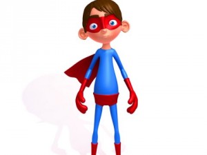 superhero cartoon rigged 3D Model