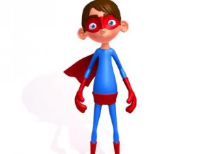 superhero cartoon rigged 3D Model