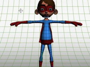 superhero cartoon rigged 3D Model